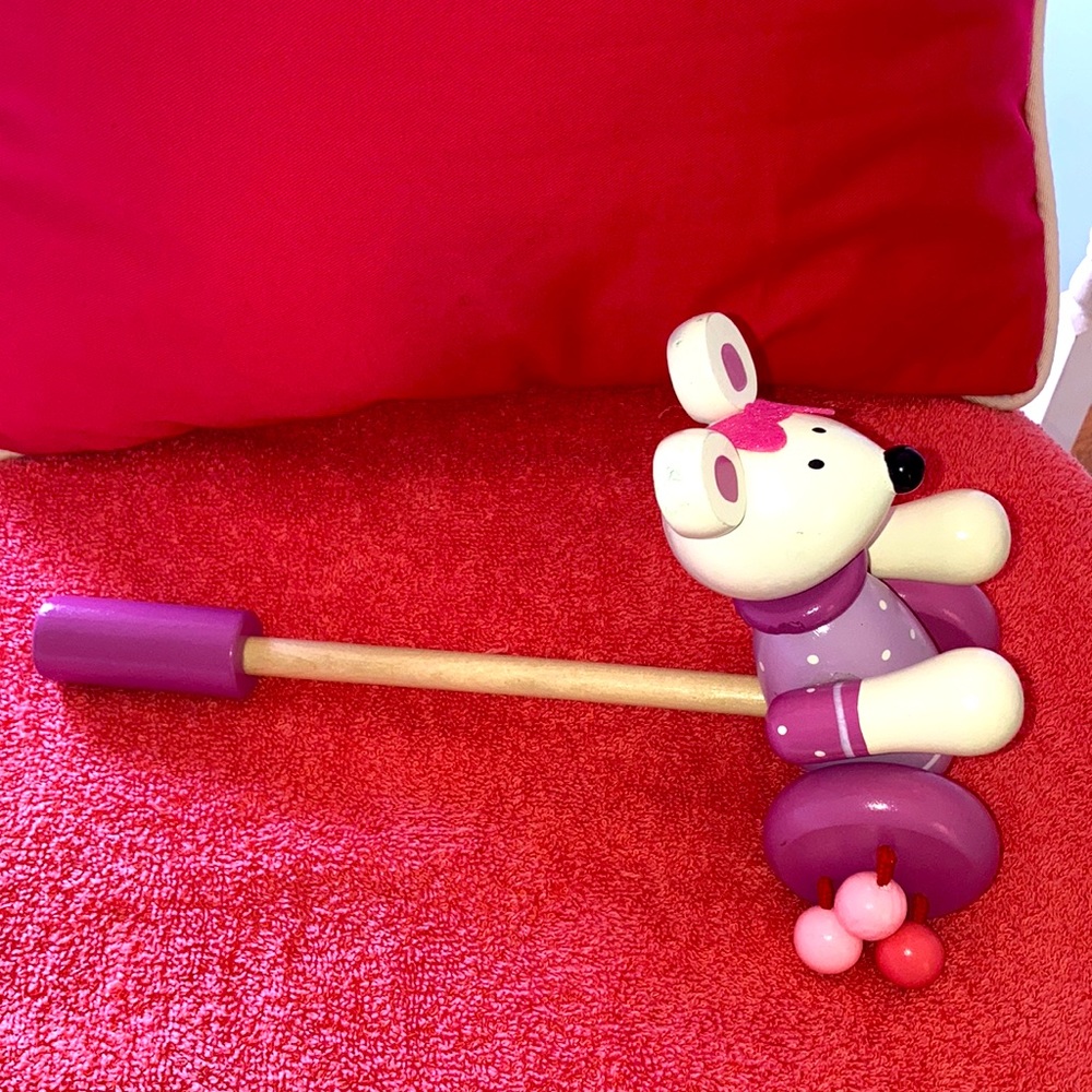 Push and pull wooden toy mouse (educational toddlers)
